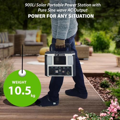 900VA Solar Power Station, with In-built Lithium Battery, Portable, Model: HP-900Li